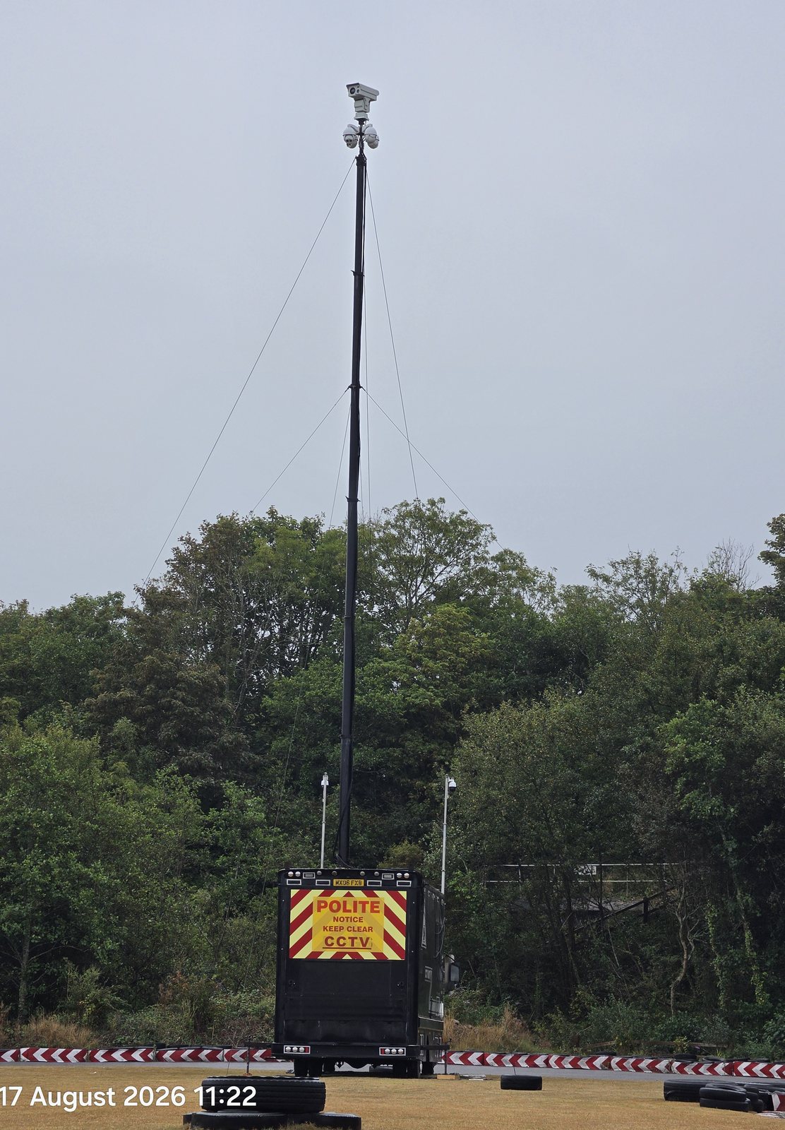 Telescopic camera mast used during the network and CCTV assessment at the circuit