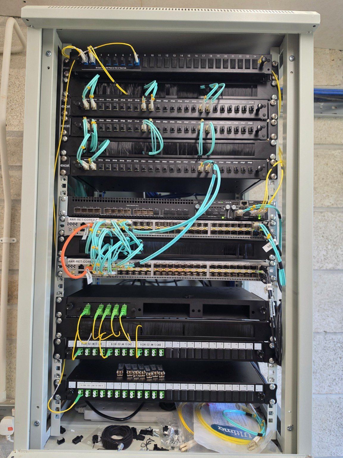 Commercial network cabinet with fibre, managed switching and structured patching